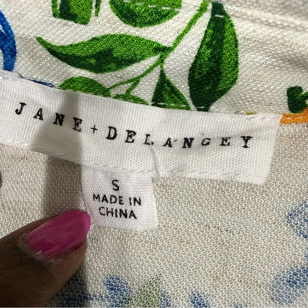 Jane Delancey Colorful Printed Maxi Linen Blend Dress Cottage Picnic Women’s S - Picture 2 of 11